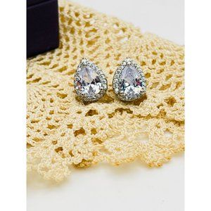 Tear Drop Cubic Zircon Stud Earrings